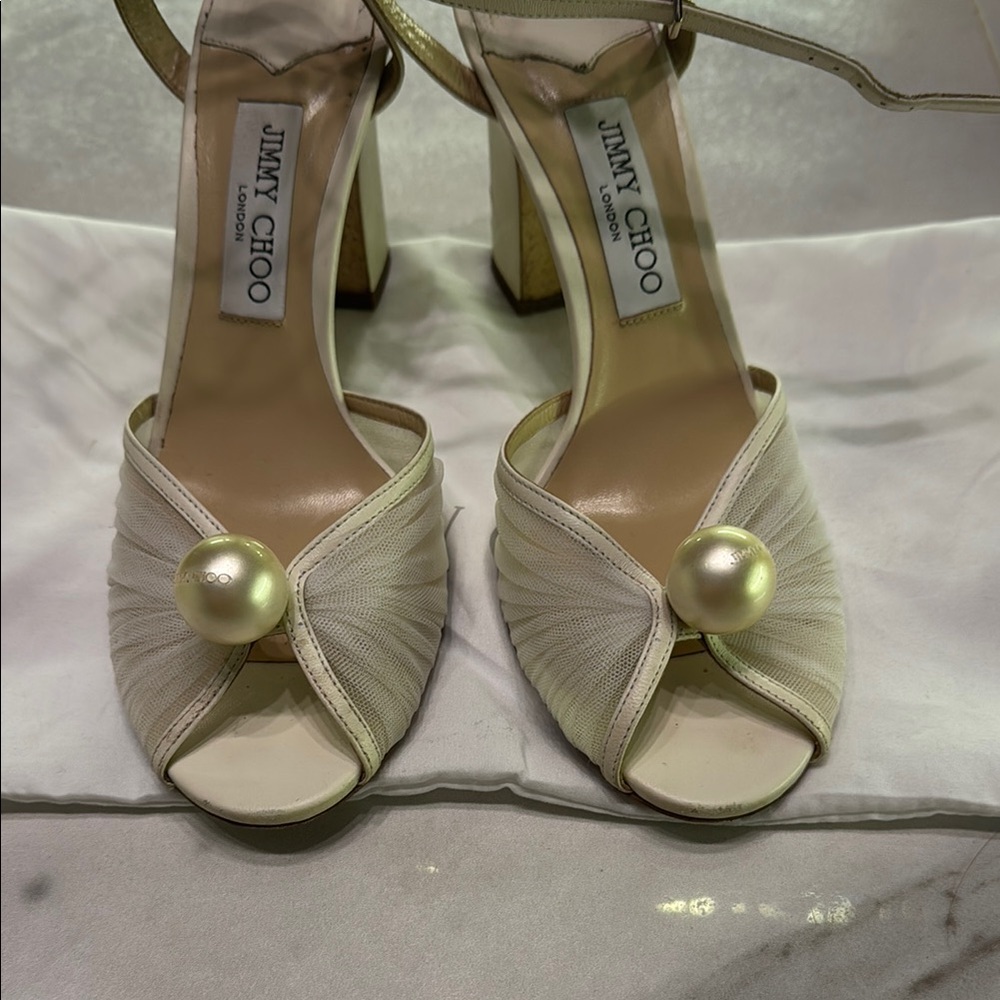 Jimmy Choo Ivory Saccaria 85 size 40.5